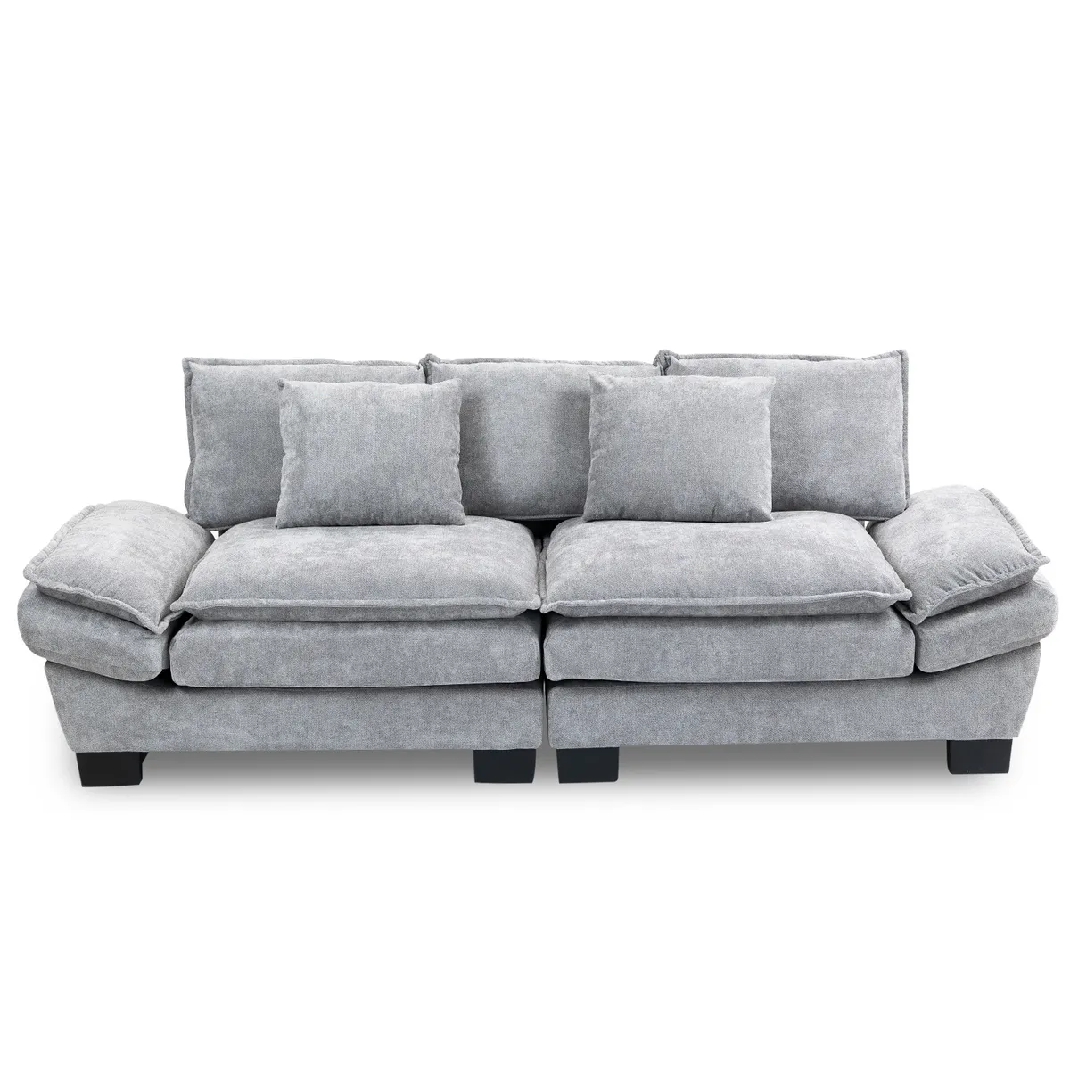 ELEMENT DESIGN - Sofá 3 Cuerpos Mariana en Chenille Gris - 225x82x80 cm