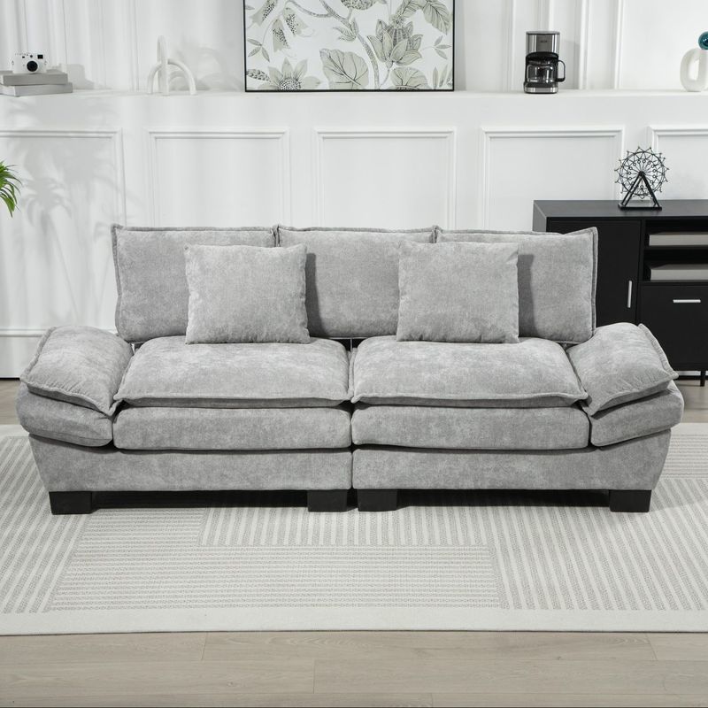 ELEMENT DESIGN - Sofá 3 Cuerpos Mariana en Chenille Gris - 225x82x80 cm