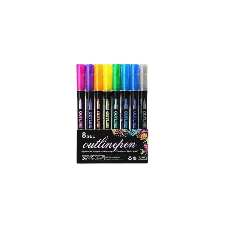 GENERICO - Lápices Marcadores Mágicos Metálicos Con Contorno 8 Colores