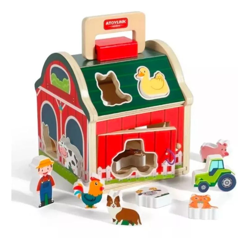Juguete Encaje Granja Animales De Madera Didactico Ninos