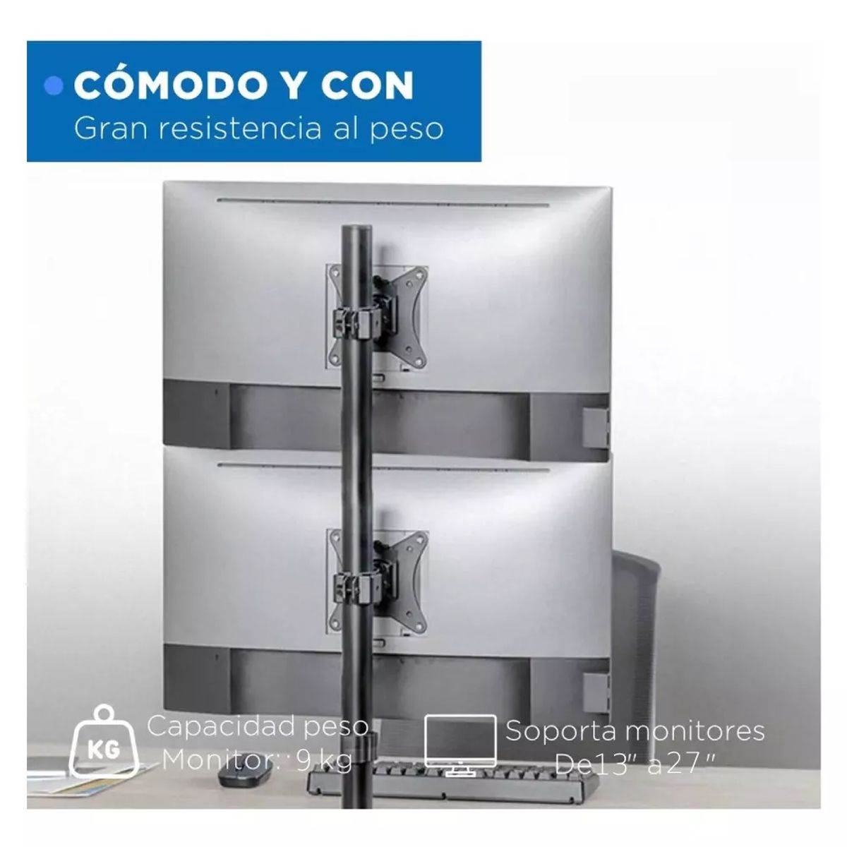 MUNDO MAGIA - Brazo Soporte Doble 2 Monitores Vertical Escritorio