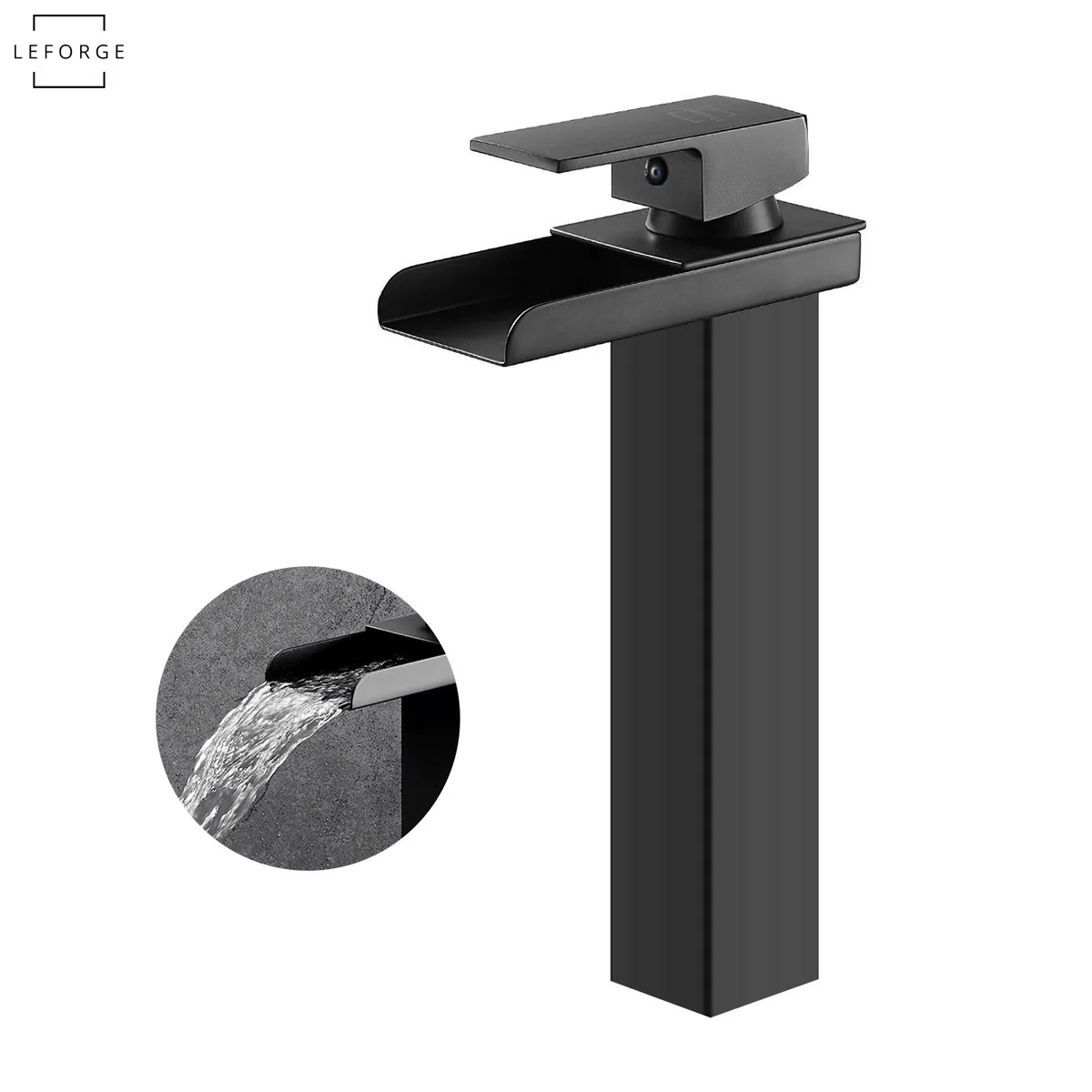 LEFORGE - Llave Monomando Lavamanos Alta Baño Cascada Acero Inoxidable 304