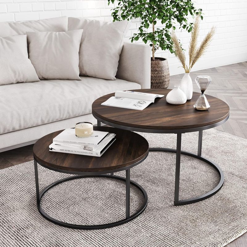 ELEMENT DESIGN - Mesa de Centro Redonda Kien 2pcs Dia 50+70 cm