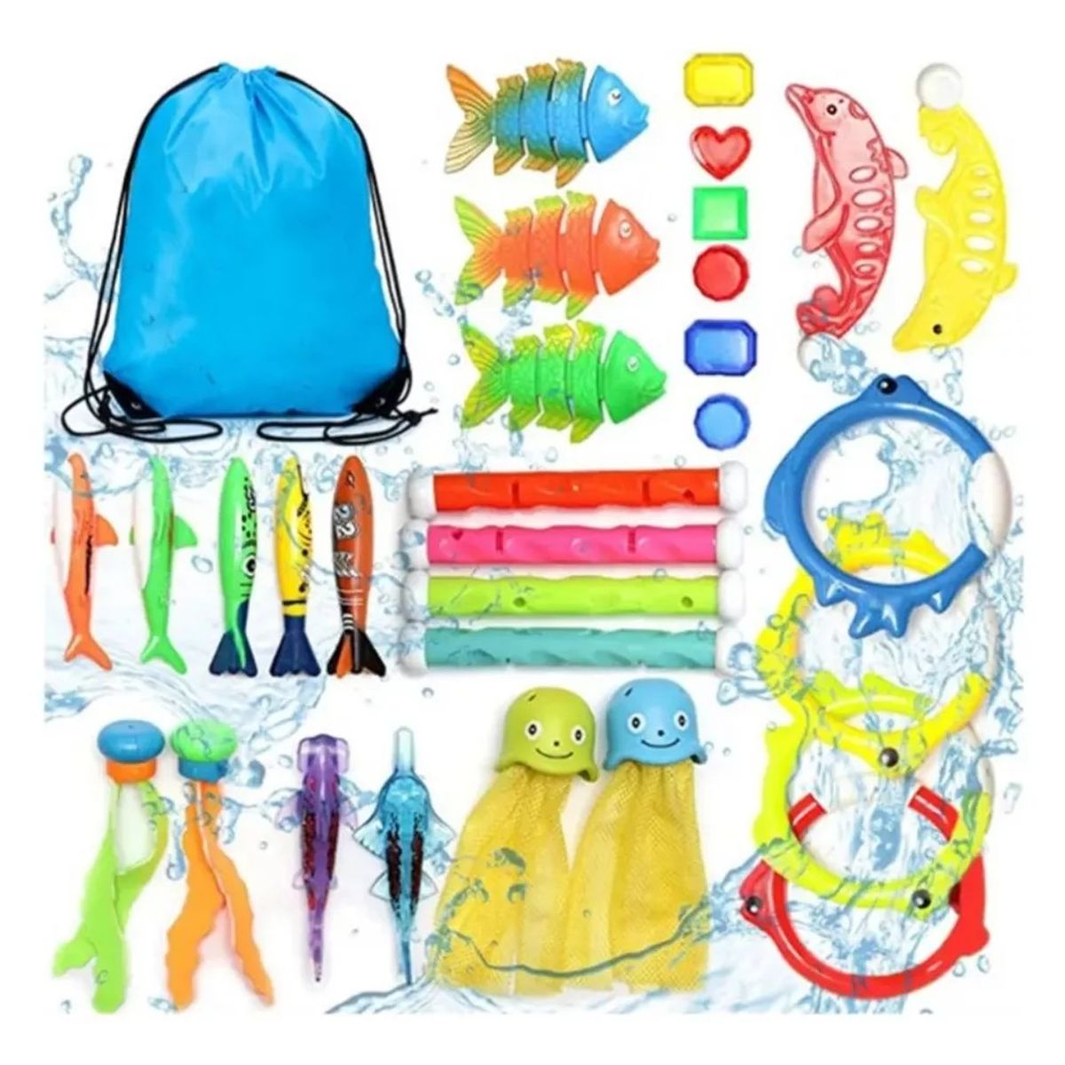 MUNDO MAGIA - Juego De Buceo Infantil Para Piscina 30 Piezas