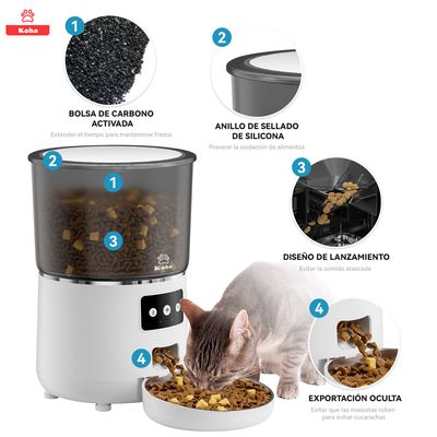 Imagen 2 del producto Dispensador Alimentador Automático Perro Gato Wifi 4L Blanco