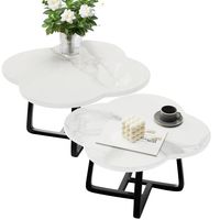 Set de Mesas de Centro Nubes Madera Color Blanco mármol 60+80 cm