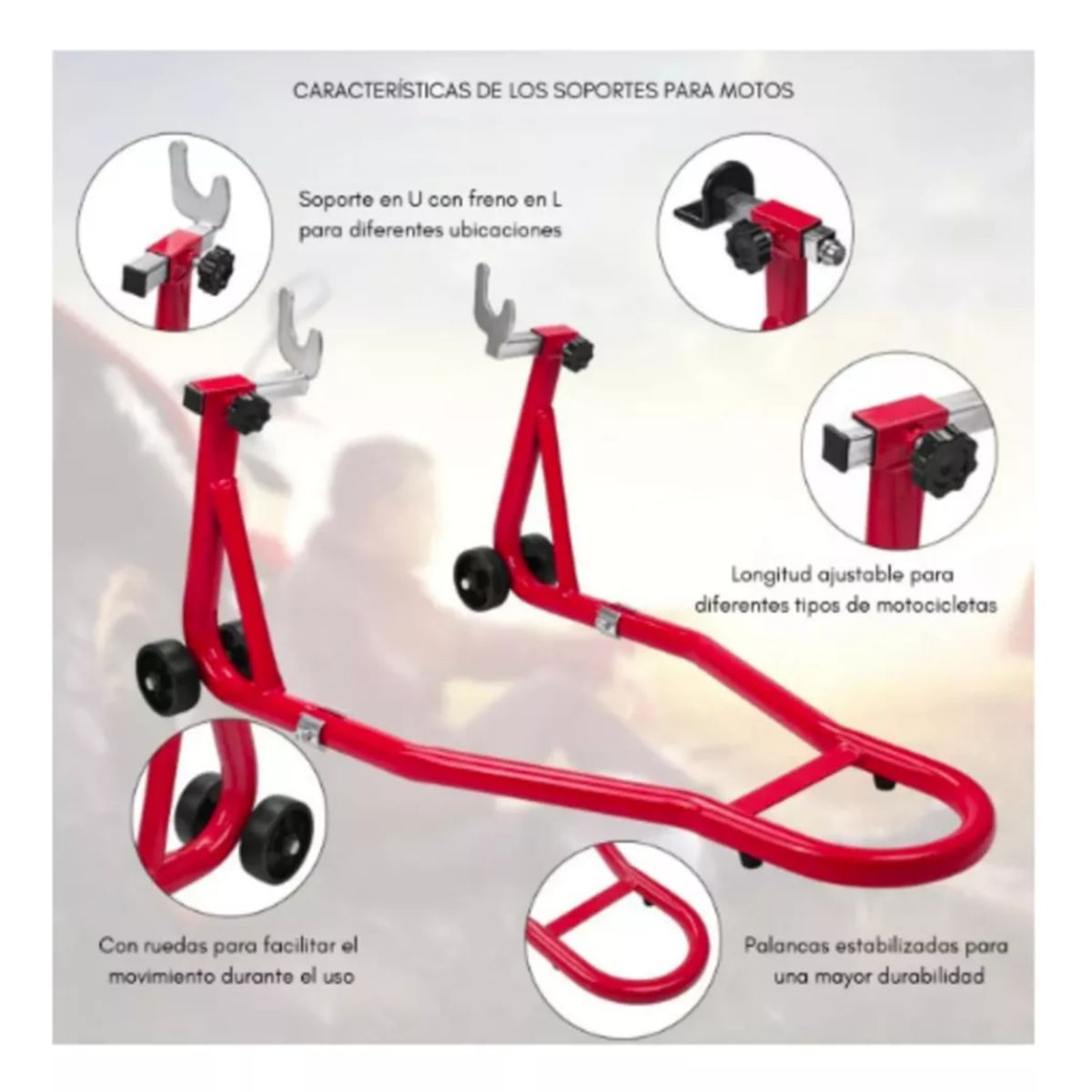 MUNDO MAGIA - Caballete Elevador Para Moto Trasero Y Delantero