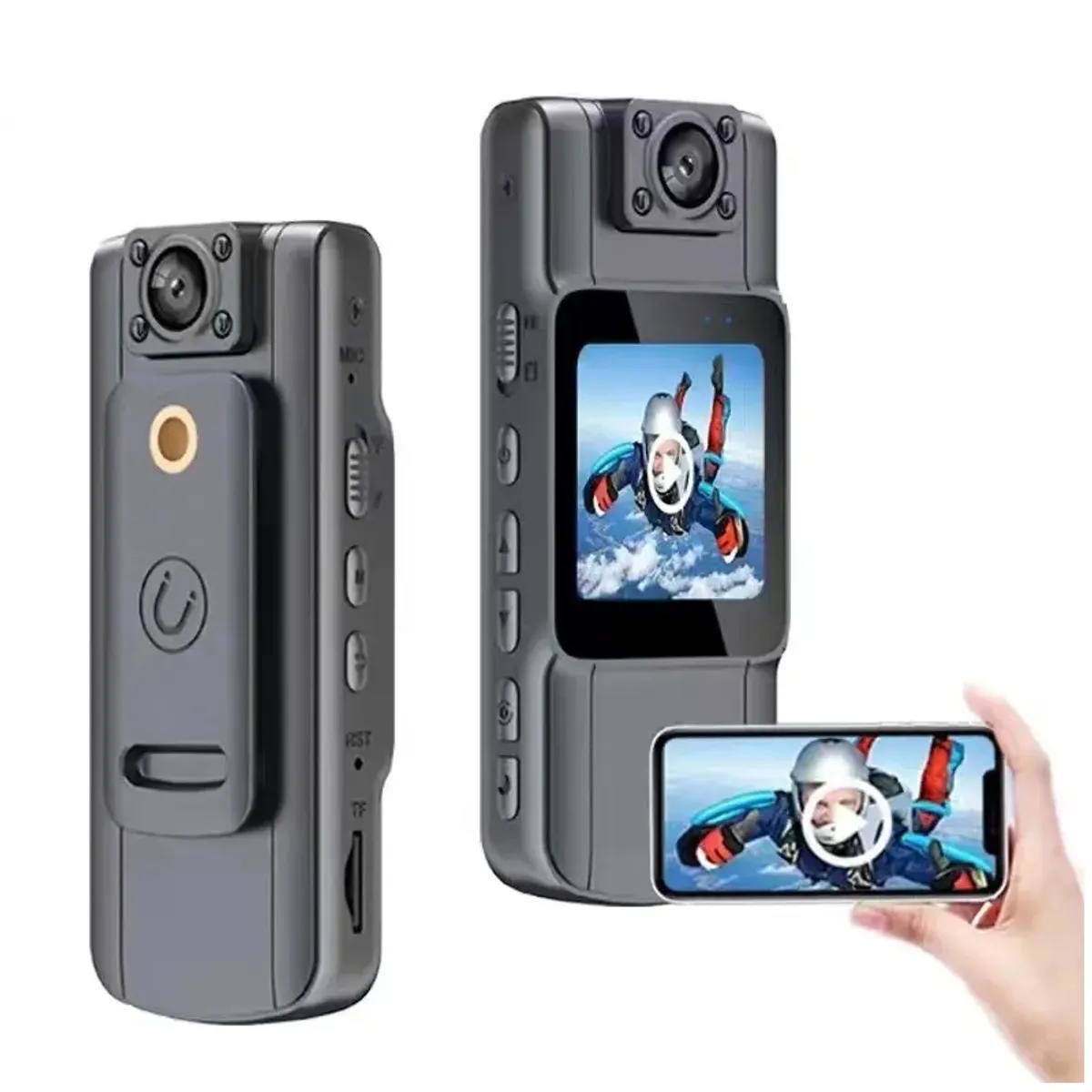 STARTECHOFFICE - Cámara DVR Portátil Recargable Pantalla de 1,54 Visión Nocturna IP65 Grabadora Multifuncional