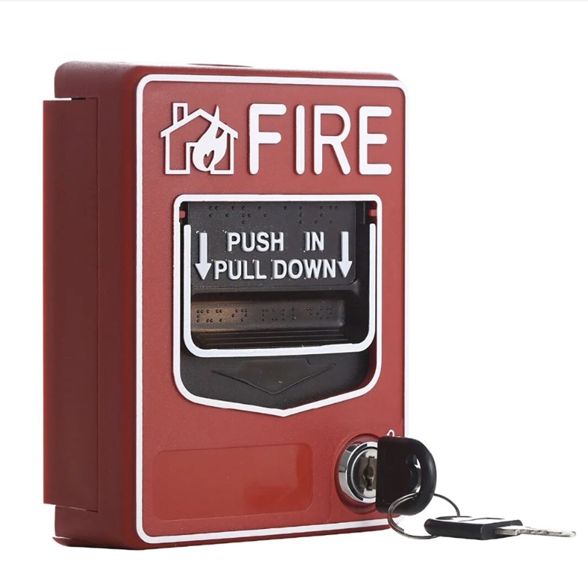 GENERICO - Palanca de Incendio Doble Acción F-02 Rojo Con LLave DSW