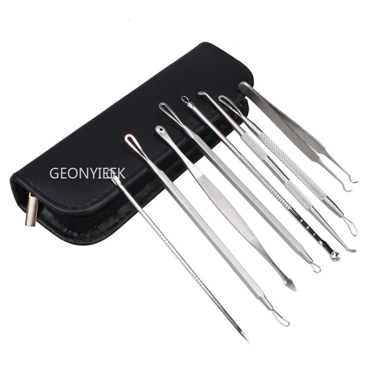 GENERICO - Kit Pinzas Herramientas Removedor Acne Punto Negro Extractor 8 Piezas