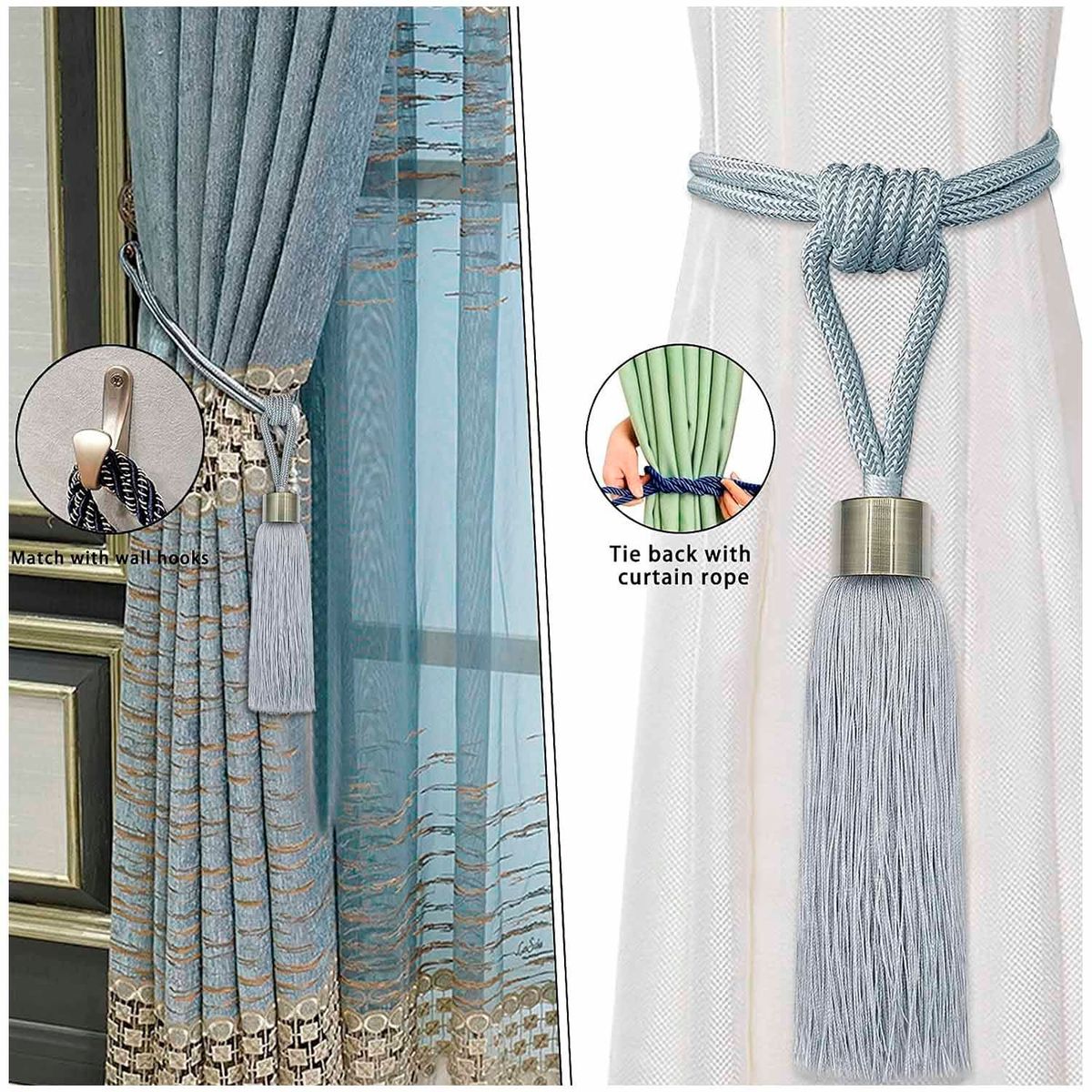 GENERICO - Pack de 02 Sujetadores - Abrazaderas para Cortinas mod05