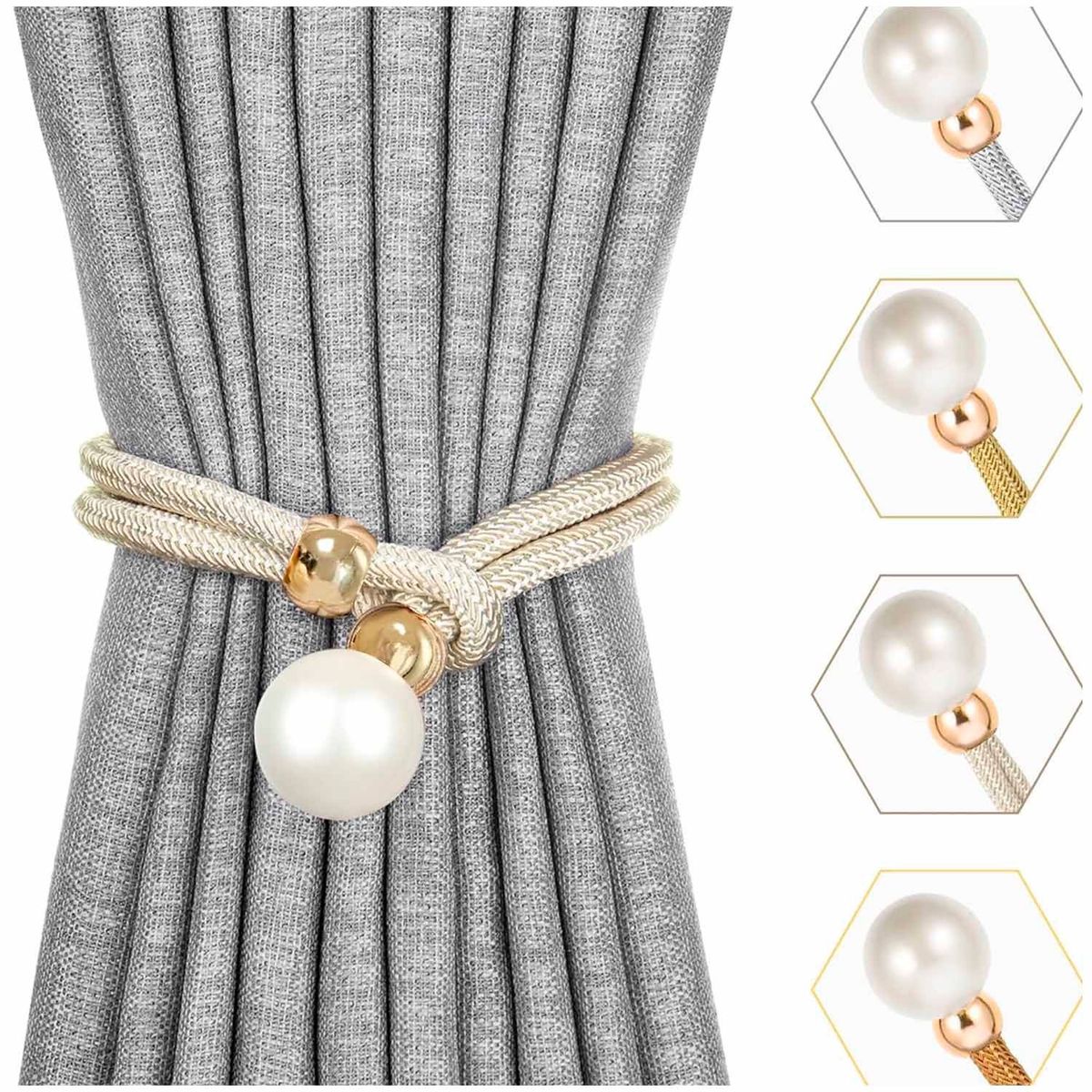 GENERICO - Pack de 02 Sujetadores - Abrazaderas para Cortinas mod07