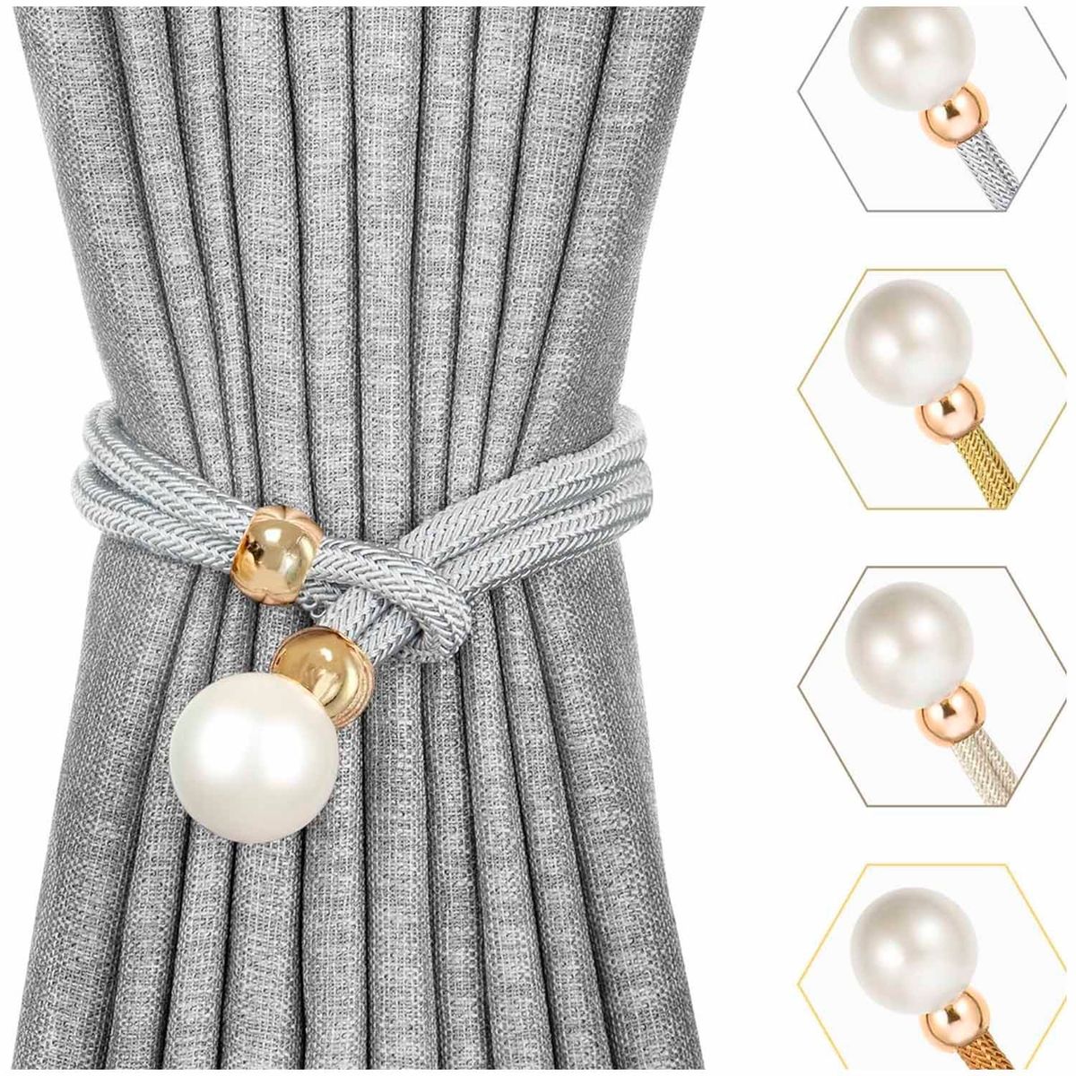 GENERICO - Pack de 02 Sujetadores - Abrazaderas para Cortinas mod06