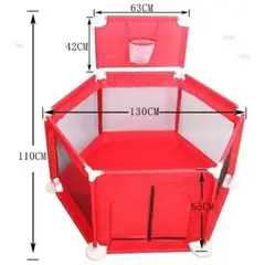 GENERICO - Corral De Seguridad Hexagonal Rojo + Pelotas
