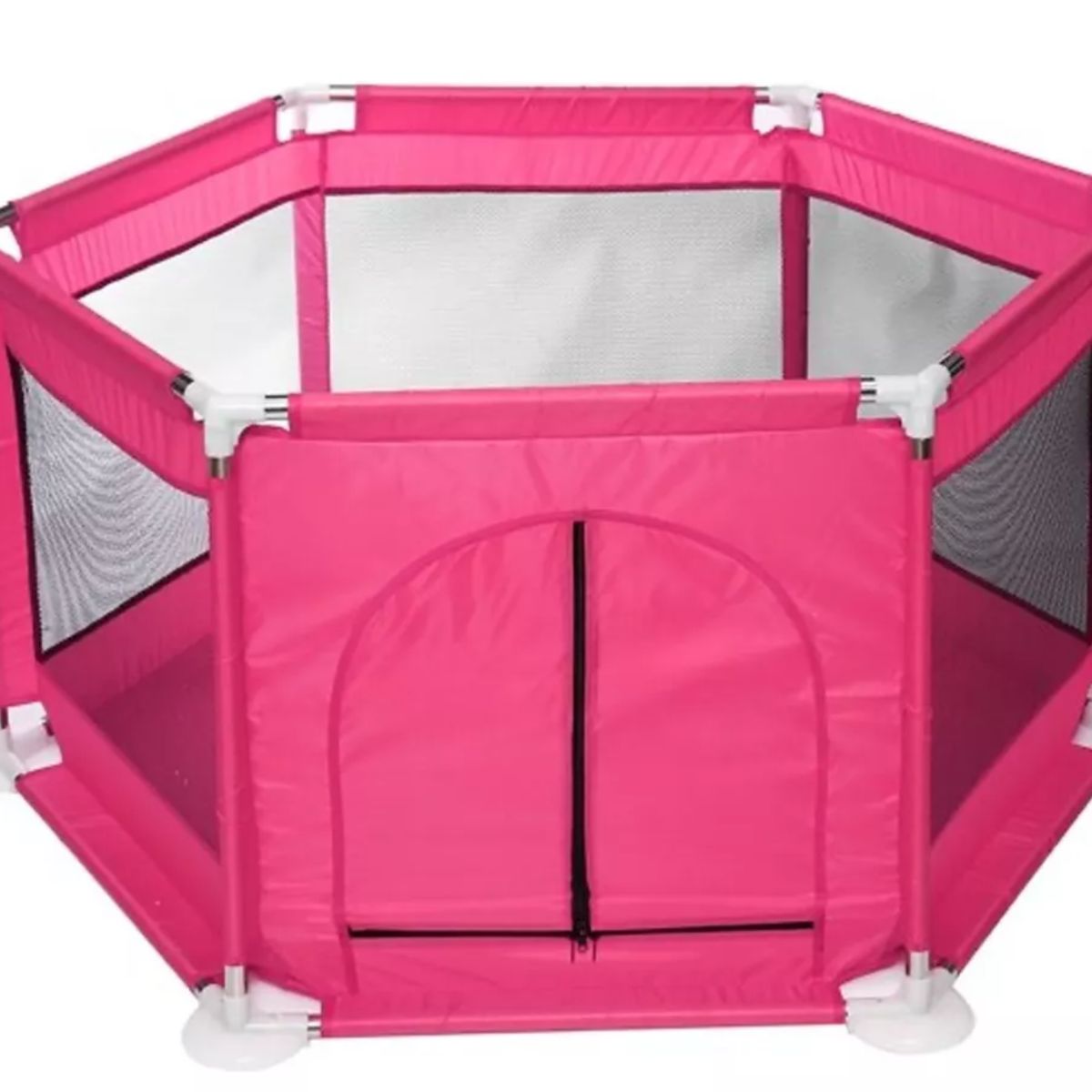 GENERICO - Corral De Seguridad Hexagonal Rosa + Pelotas
