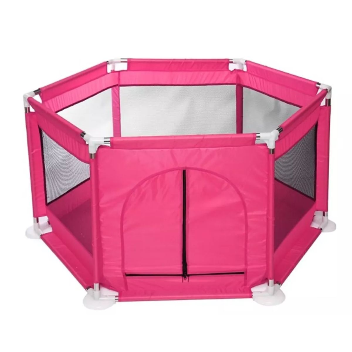 GENERICO - Corral De Seguridad Hexagonal Rosa + Pelotas