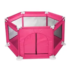 GENERICO - Corral De Seguridad Hexagonal Rosa + Pelotas