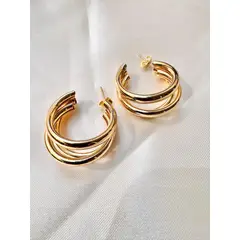 GENERICO - Aros Triples Clásicos en baño de oro