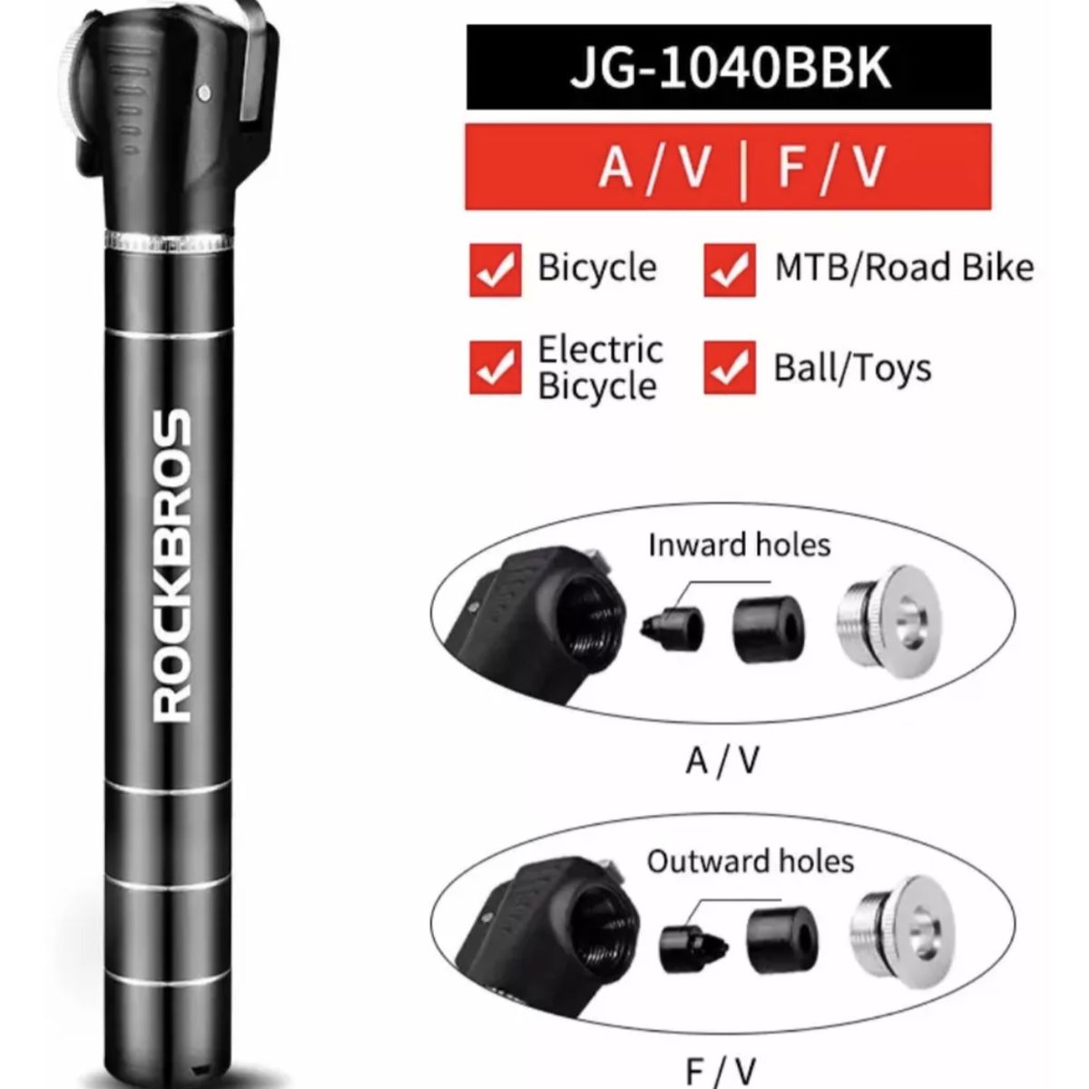 ROCKBROS - Bombín Bicicleta Rockbros Aluminio/ 100 Psi