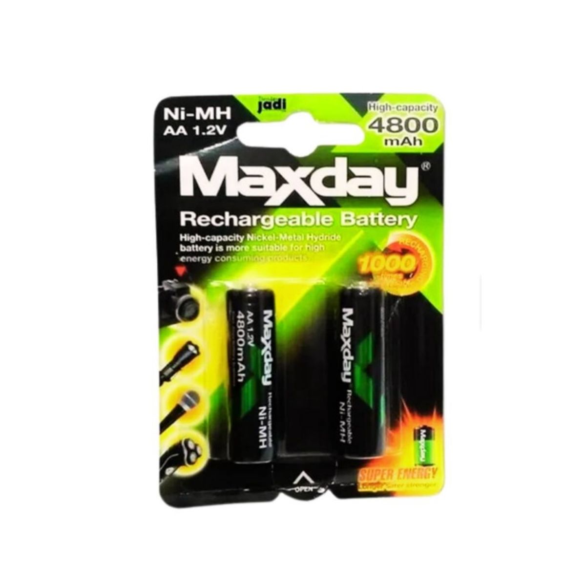 GENERICO - Pilas Baterias Recargables de Litio Niquel AA MaxDay 4800mAh 2u