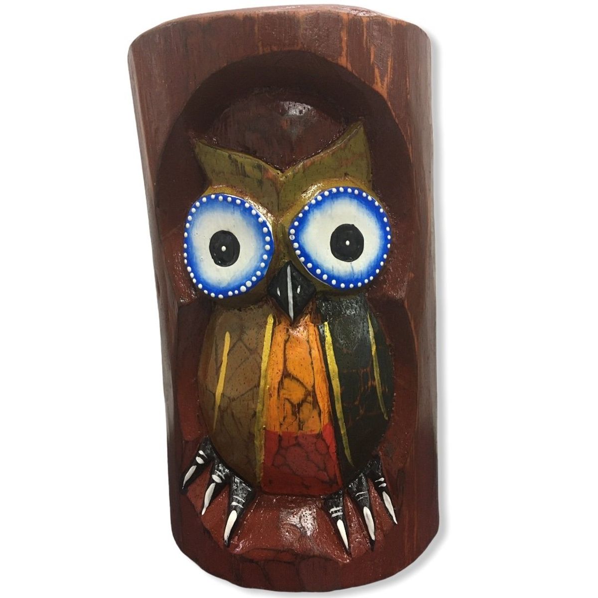 GENERICO - Figura Estatua Búho En Tronco Sabiduría Conocimiento