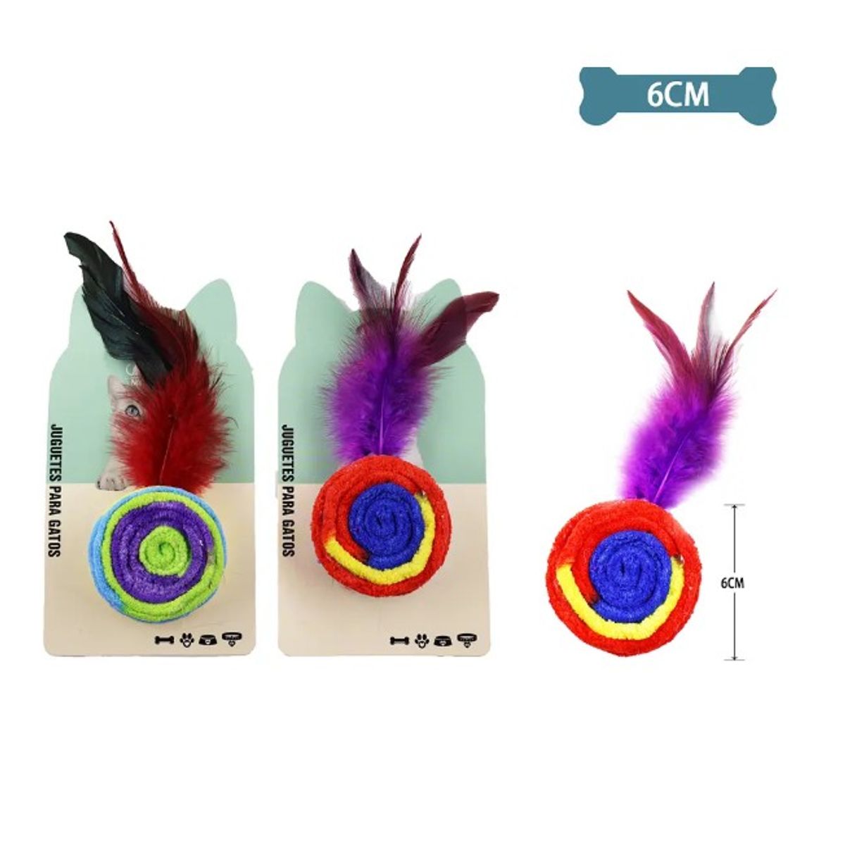 GENERICO - Juguete Para Gato Pelota Redonda De Hilo Con Pluma