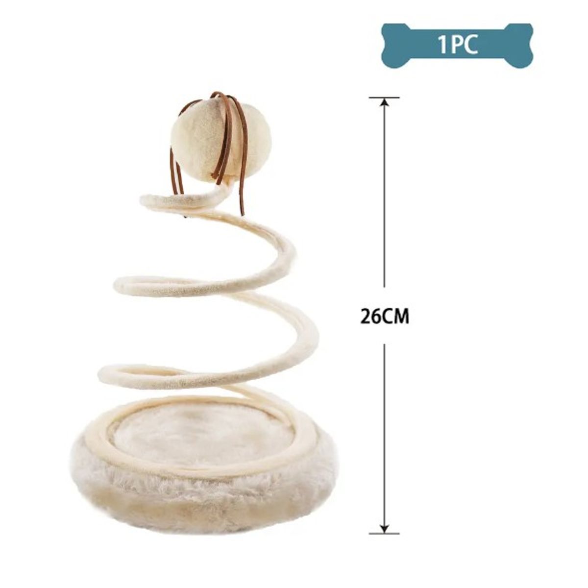 GENERICO - Juguete Para Gato Beige Espiral 26Cm