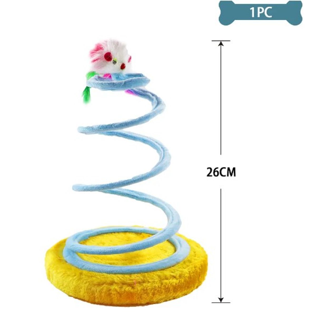 GENERICO - Juguete Para Gato Colores Espiral Con Ratón 26Cm