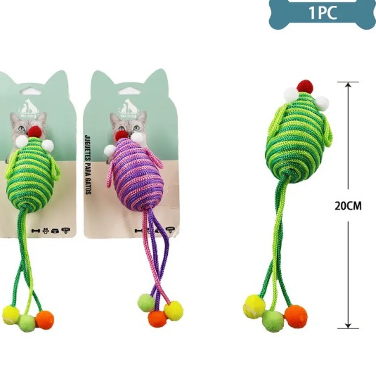 GENERICO - Juguete Para Gato Ratón De Nylon 20Cm Color Aleatorio