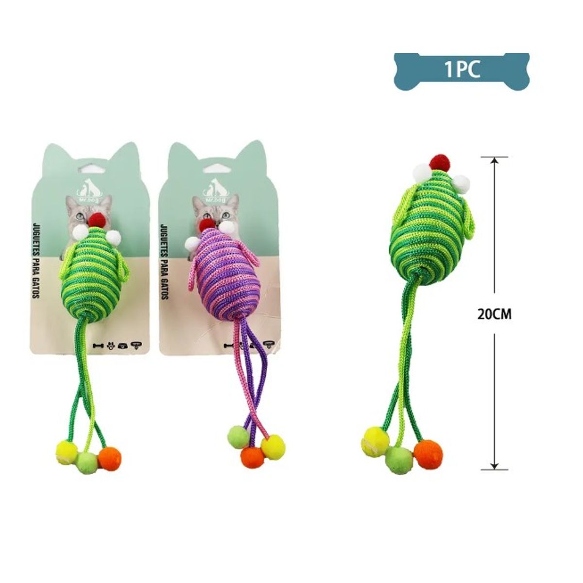 GENERICO - Juguete Para Gato Ratón De Nylon 20Cm Color Aleatorio