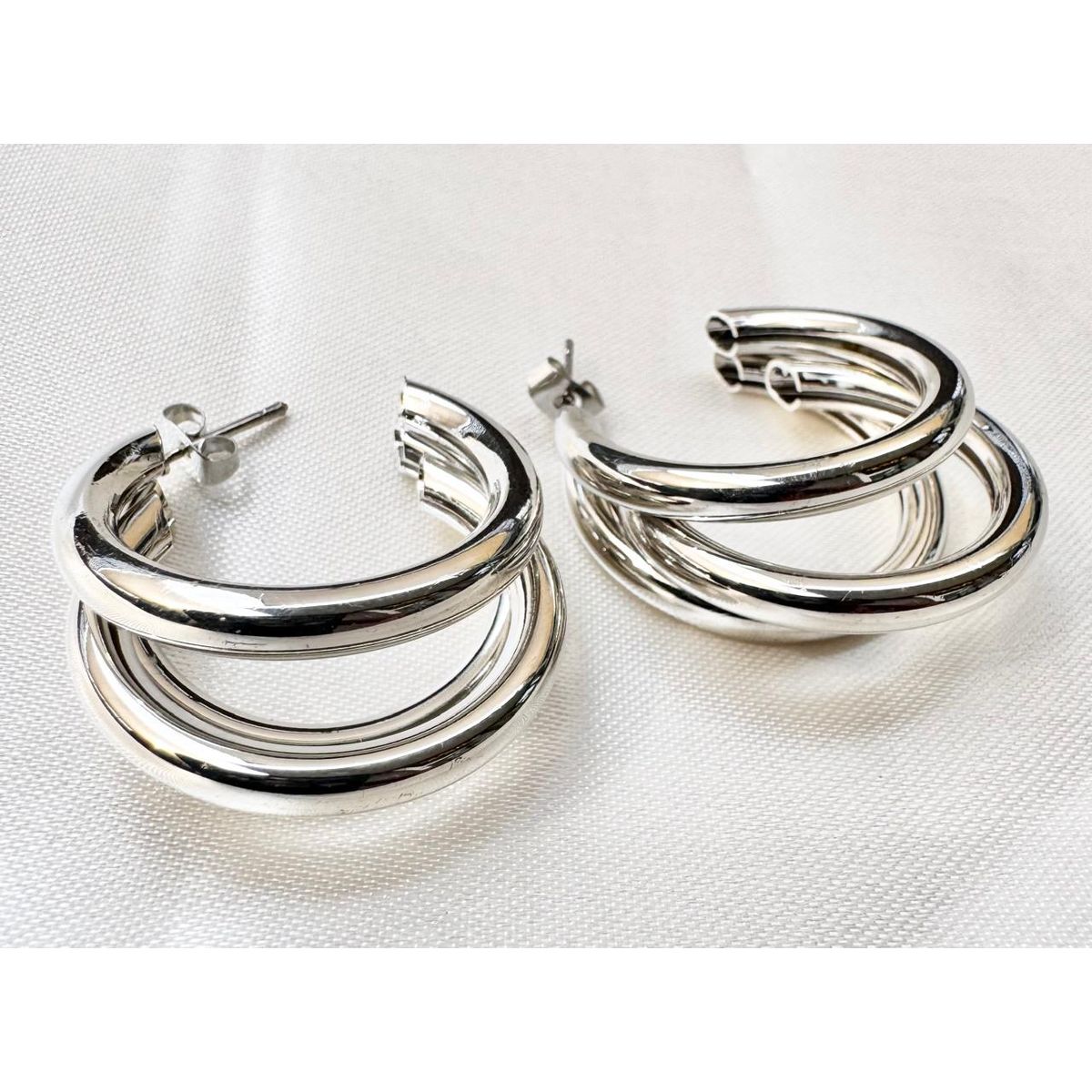 GENERICO - Aros Triples Clásicos Plateados