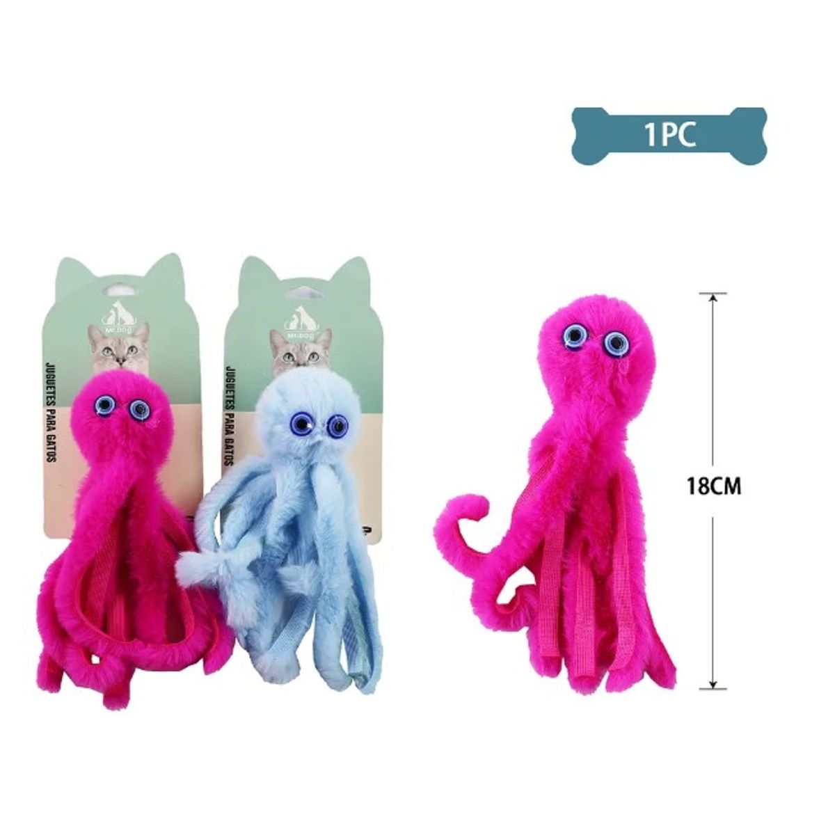 GENERICO - Juguete Para Gato Peluche De Pulpo 18Cm Color Aleatorio