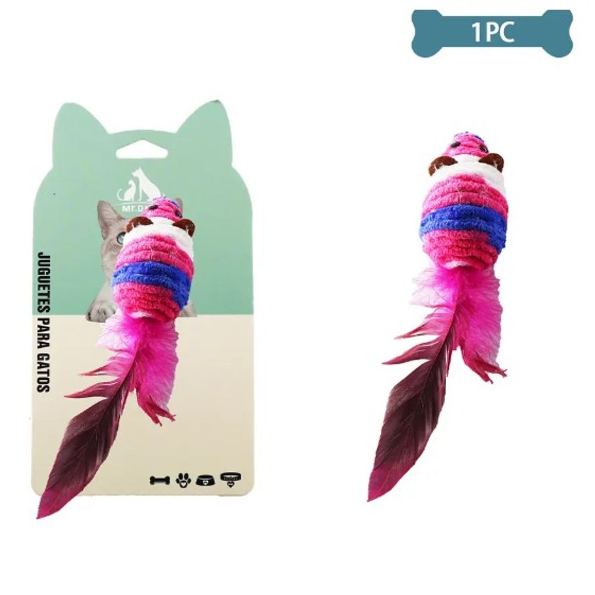 GENERICO - Juguete Para Gato Ratón De Hilo Con Pluma