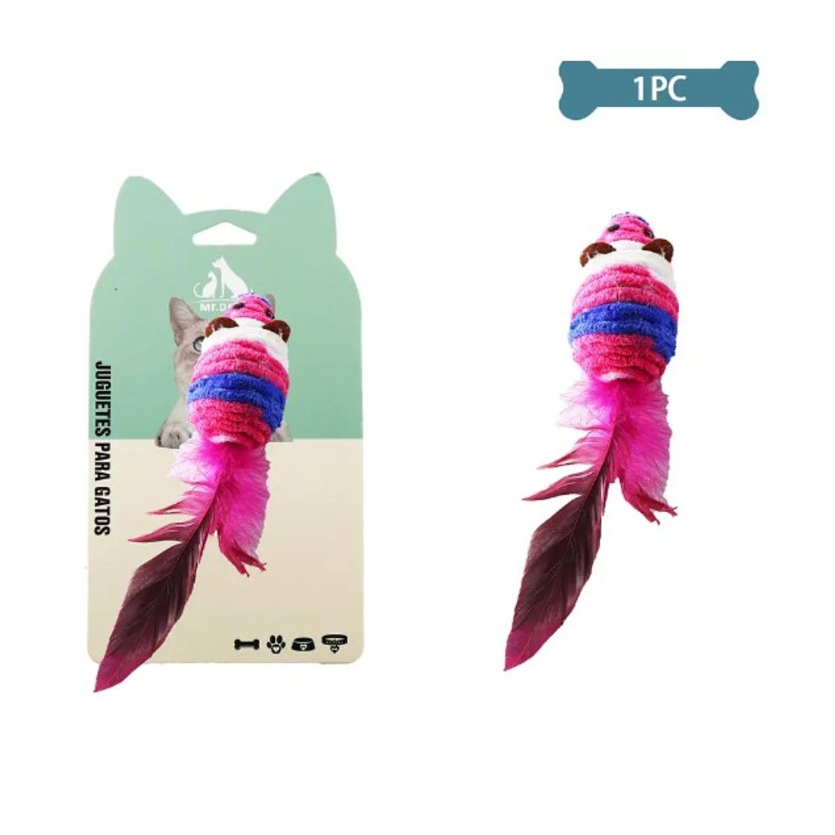 GENERICO - Juguete Para Gato Ratón De Hilo Con Pluma