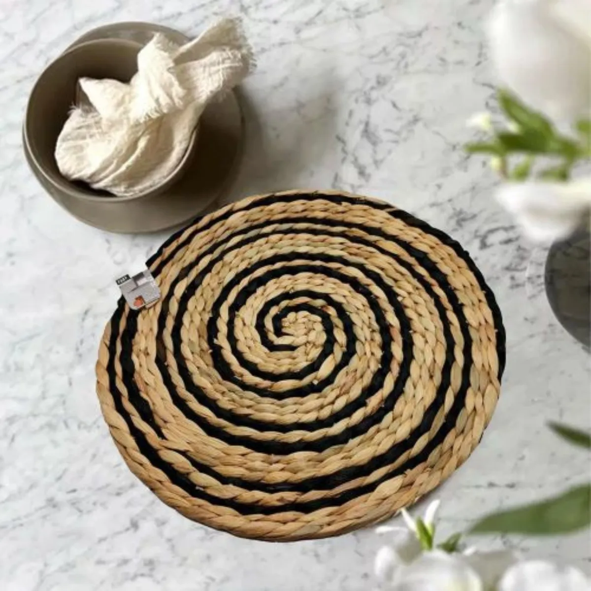 GENERICO - Pack de 6 Individuales Redondos Rústicos de 100 % tejido de yute