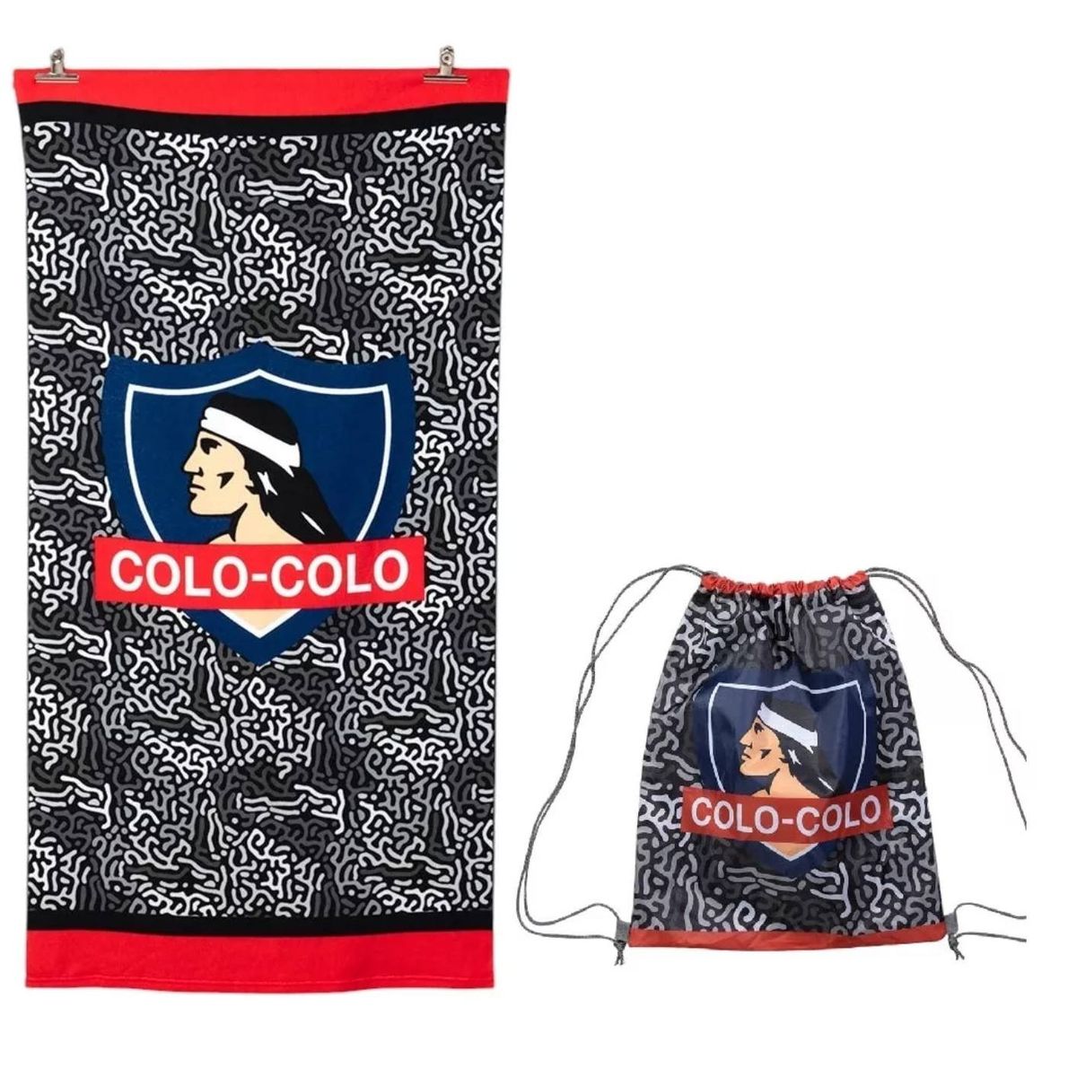 MASHINI - Toalla De Playa Colo Colo Spirit Negro 140x70 Cm Microfibra