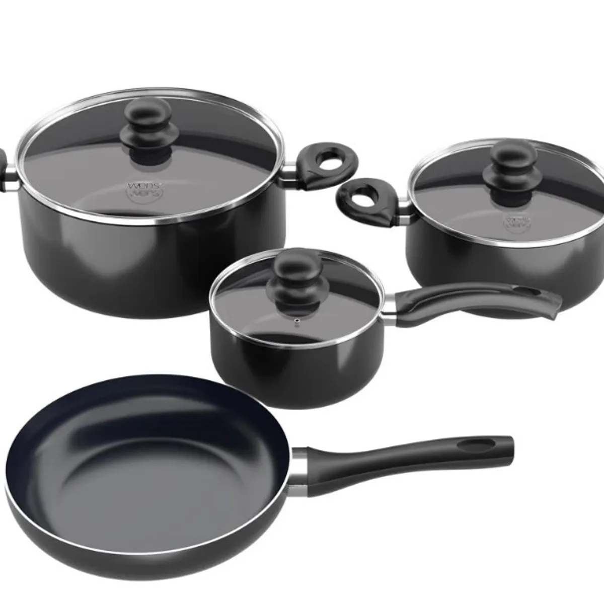 WENS - BATERIA DE COCINA 7 PZ ALUMINIO PRENSADO FIRENZE NEGRO