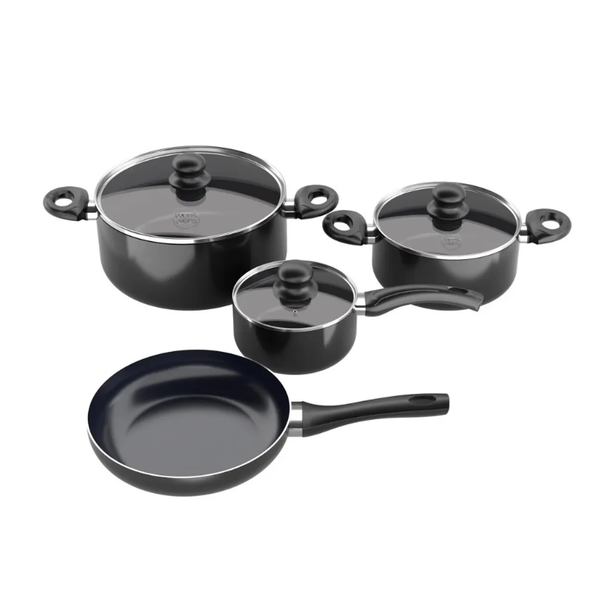 WENS - BATERIA DE COCINA 7 PZ ALUMINIO PRENSADO FIRENZE NEGRO
