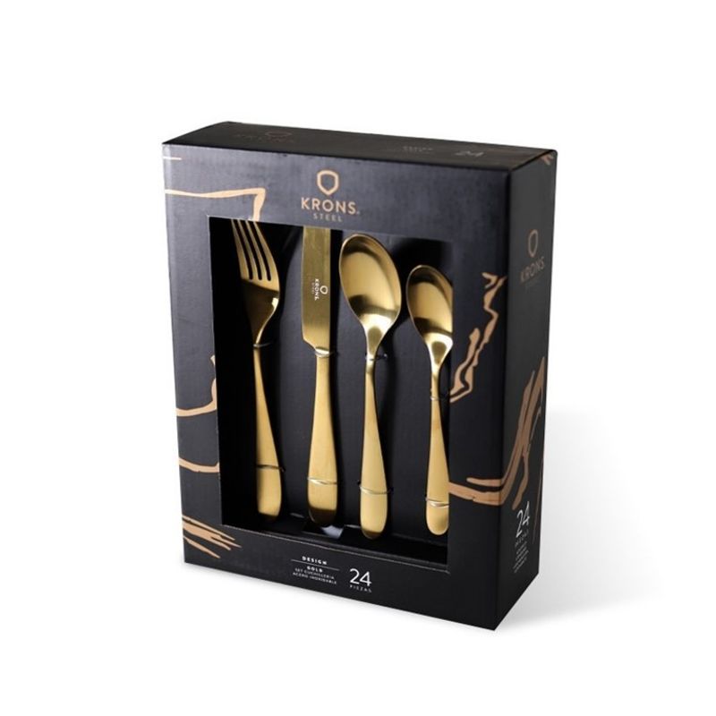 KRONS - Set de cuchillería 24 piezas gold Krons
