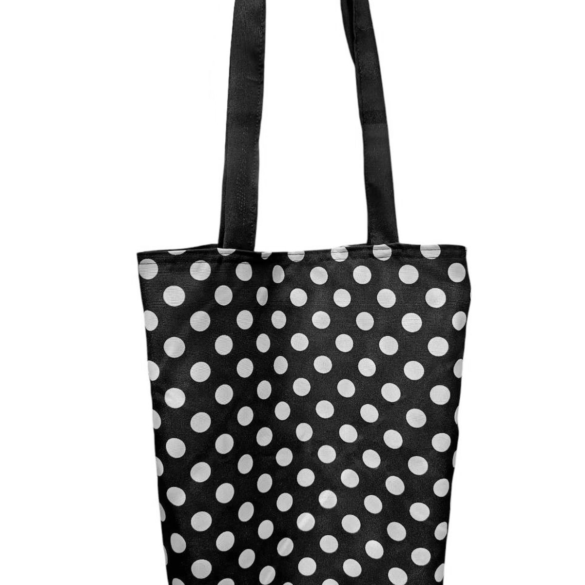 GENERICO - Bolso Totebag de tela Forrado diseño negro Lunares