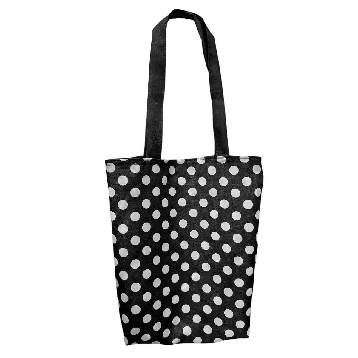 GENERICO - Bolso Totebag de tela Forrado diseño negro Lunares