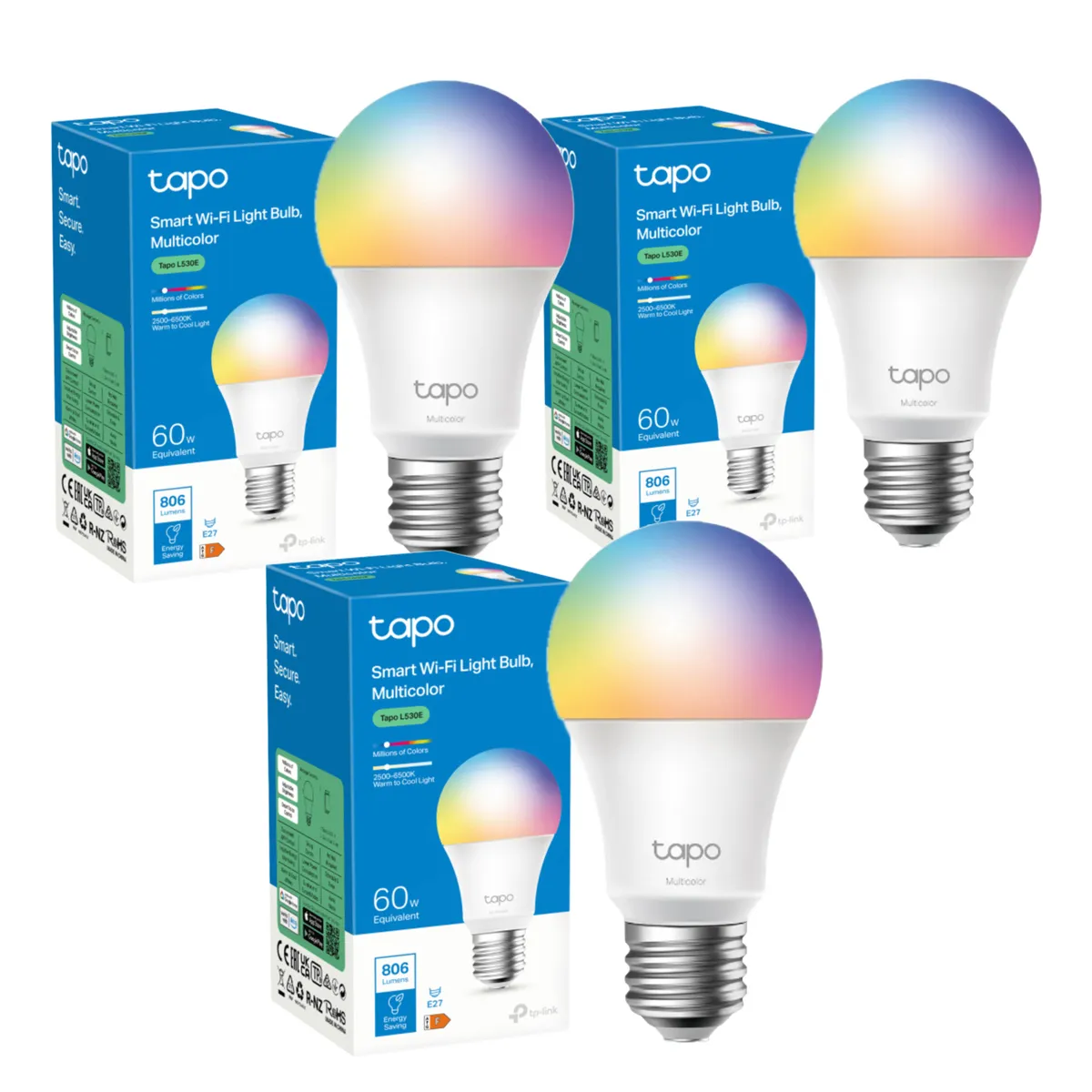 TP LINK - Set 3 Ampolletas Smart Tp-Link Tapo Colores E27 Wi-fi Google Alexa