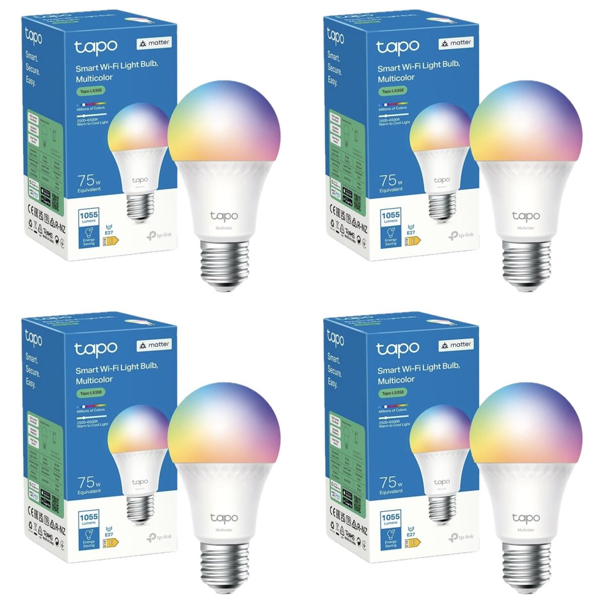 TP LINK - Set 4 Ampolletas Smart Tp-Link Tapo Colores E27 Wi-fi Google Alexa