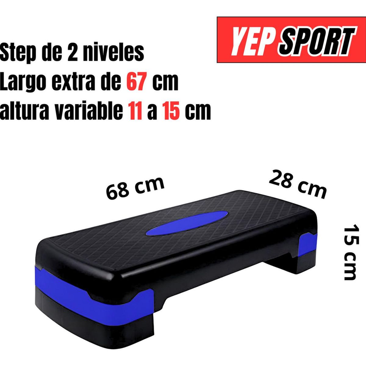 YEP S - Step Aeróbico 2 Niveles Antideslizante Yep Sport - Azul