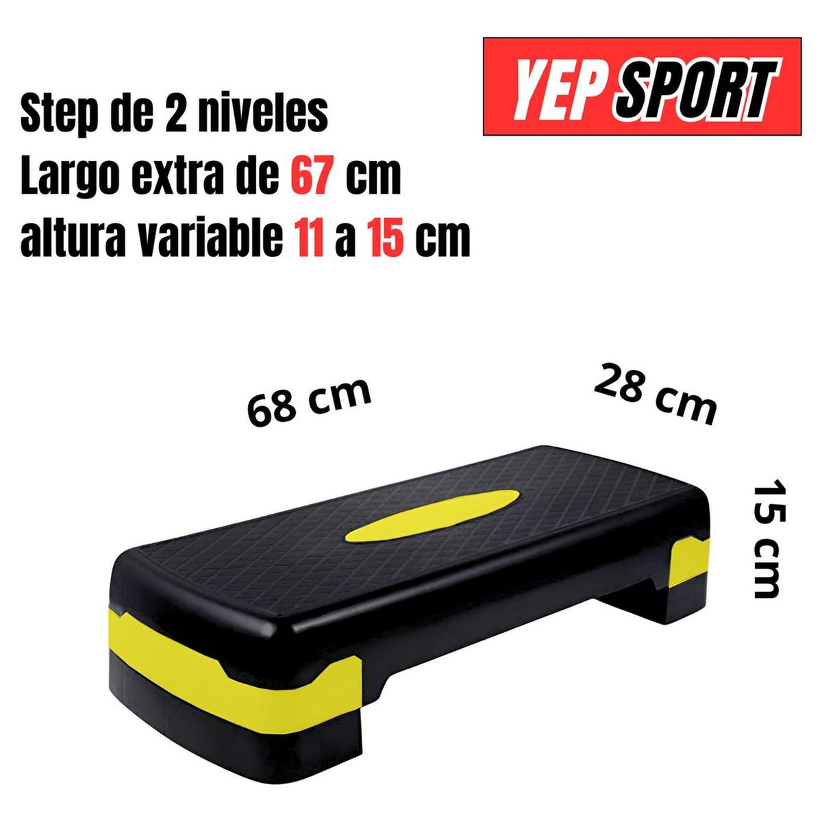 YEP S - Step Aeróbico 2 Niveles Antideslizante Yep Sport - Amarillo