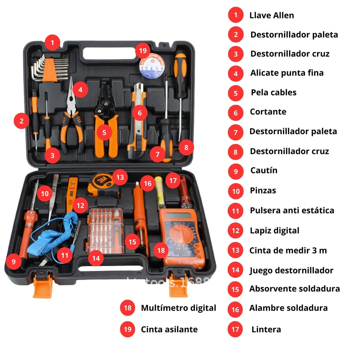 YEP S - Set 31 Piezas Herramientas Electricista + Maletín Portátil