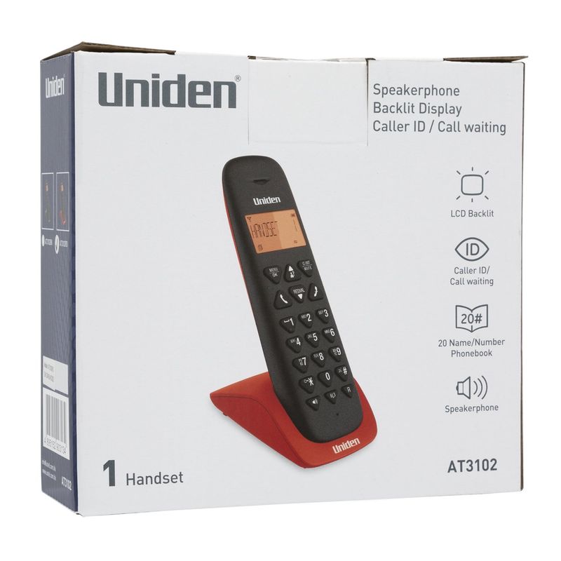 UNIDEN - TELÉFONO INALÁMBRICO M LIBRES UNIDEN AT3102RD ROJO