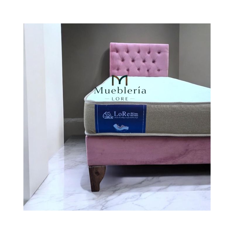 GENERICO - Cama Palo-Rosa con botones en Felpa  1.5p
