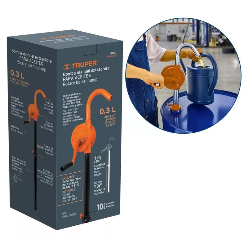 TRUPER - Bomba De Aceite De Trasvasije Parafina Combustible Truper