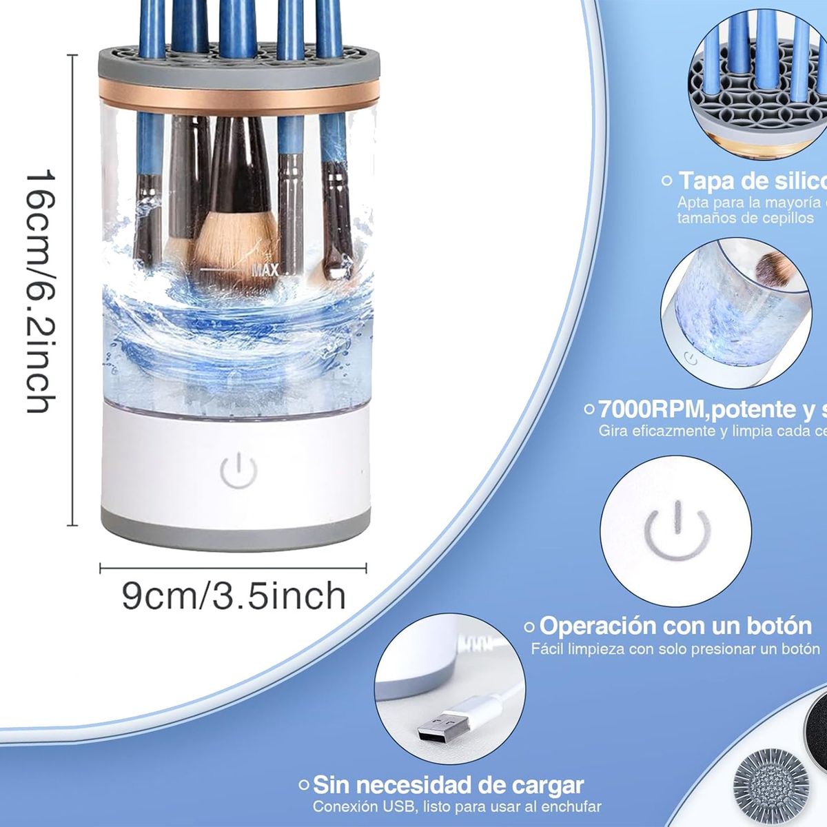 GENERICO - Limpiador Electrico De Brochas Maquina Limpiadora De Brochas